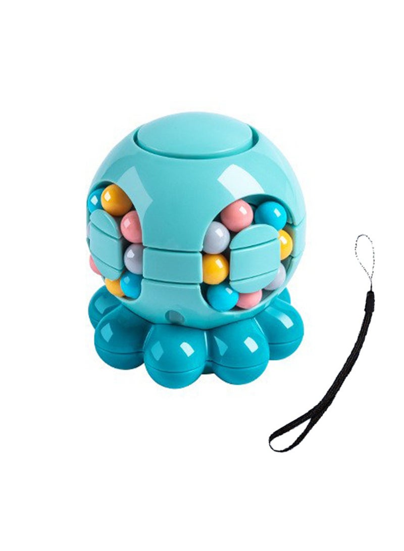 Children's Educational Magic Cube Octopus Intelligence Magic Beans Fingertip Gyroscope Decompression Rotating Ball Toy (Green) - Image 1